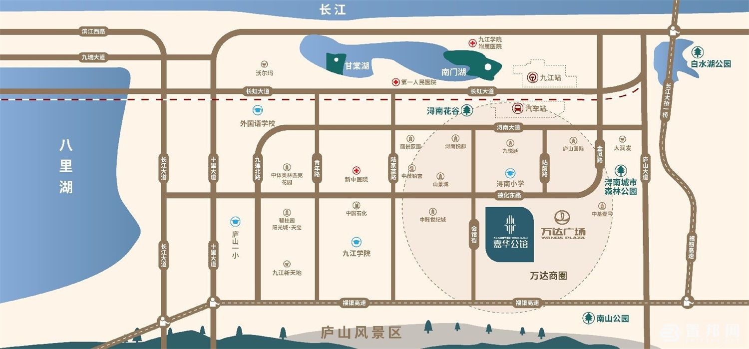 九江万达锦华酒店·嘉华公馆区位图