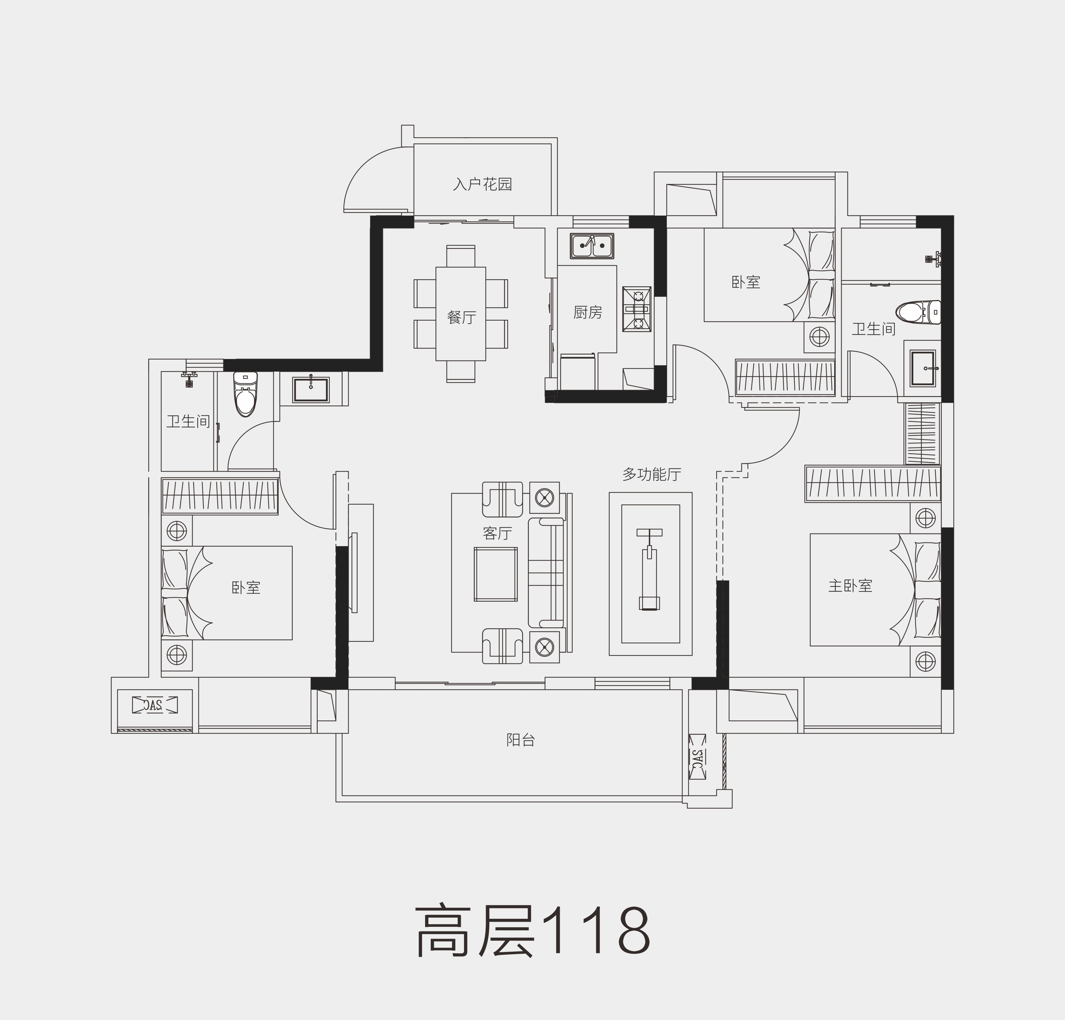 中基山河天城高层118㎡户型